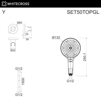 Душевой гарнитур точечный WHITECROSS SET50TOPGL (золото) - купить в интернет-магазине Sun-buy