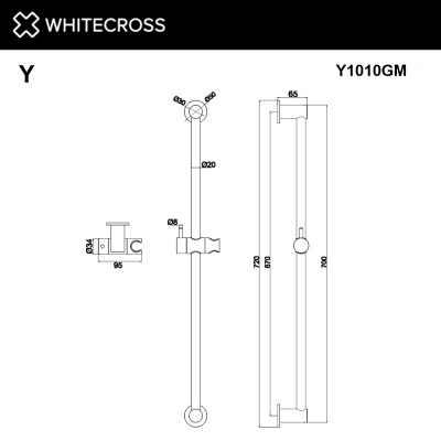 Штанга для душа WHITECROSS Y1010GM (оружейная сталь) Y1010GM - купить в интернет-магазине Sun-buy