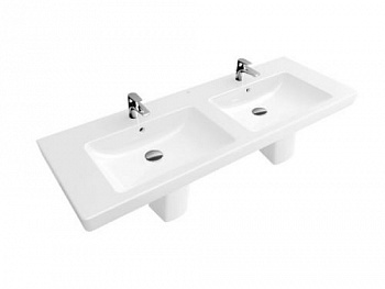 Раковина, Villeroy&Boch, Subway 2.0, шг 1300*470, отверстия для смесителя-2 сквозных, 4 промаркированных, цвет-альпийский белый 7175D001 - купить в интернет-магазине Sun-buy