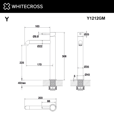 Смеситель для умывальника WHITECROSS Y Y1212GM (оружейная сталь) - купить в интернет-магазине Sun-buy