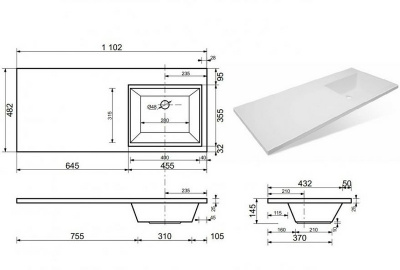 Раковина Эстет Даллас 110 R ФР-00001668 - купить в интернет-магазине Sun-buy
