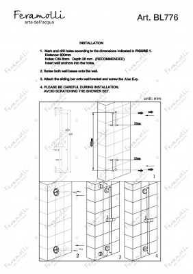 Штанга для душа Feramolli BL776, черный - купить в интернет-магазине Sun-buy