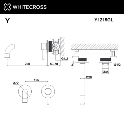Смеситель для умывальника скрытого монтажа WHITECROSS Y Y1215GL (золото) - купить в интернет-магазине Sun-buy