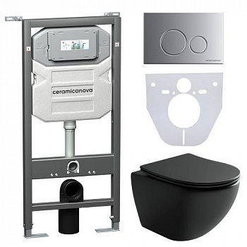Сет инсталляций 4 в 1 с кнопка, унитаз, шумоизоляция Ceramicanova  Cn4002Mb_1001M_1000 - купить в интернет-магазине Sun-buy