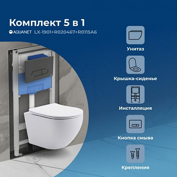 Комплект унитаза с инсталляцией Aquanet Rimless Cetus 2.0 W LX-1901 черный 00323467 - купить в интернет-магазине Sun-buy