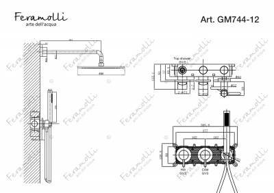 Душевой комплект Feramolli GM744-12 (30см.), графит - купить в интернет-магазине Sun-buy