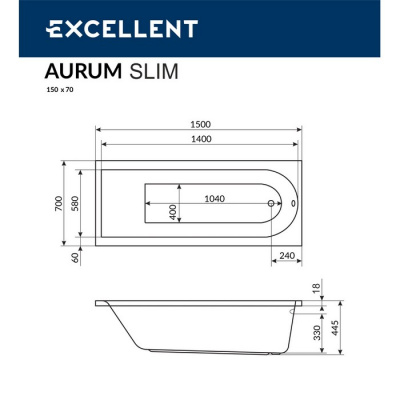 Ванна EXCELLENT Aurum Slim 150x70 - купить в интернет-магазине Sun-buy