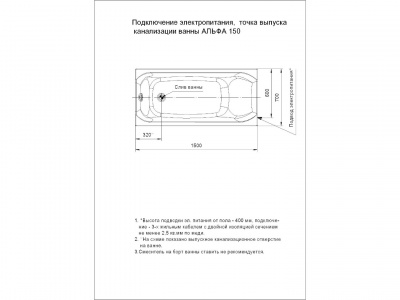 Акриловая ванна Aquatek Альфа 150х70 ALF150-0000038 - купить в интернет-магазине Sun-buy