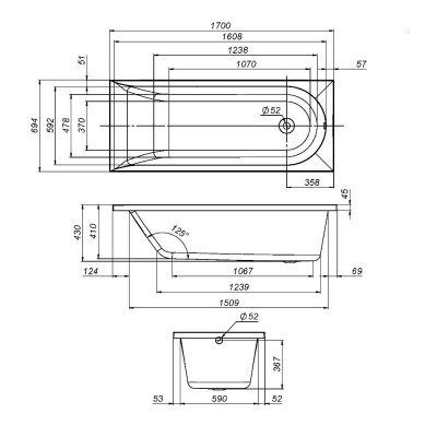 W72A-170-070W-R2 каркас для ванны spirit 170х70 - купить в интернет-магазине Sun-buy
