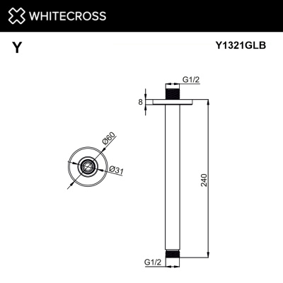 Кронштейн душевой потолочный WHITECROSS Y1321GLB (брашированное золото) - купить в интернет-магазине Sun-buy