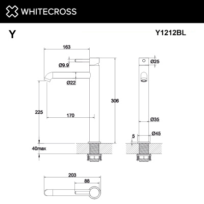 Смеситель для умывальника WHITECROSS Y Y1212BL (черный мат) - купить в интернет-магазине Sun-buy