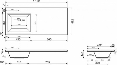 Раковина Эстет Даллас 110 L ФР-00001741 - купить в интернет-магазине Sun-buy