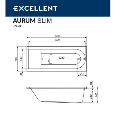 Ванна EXCELLENT Aurum Slim 170x70 - купить в интернет-магазине Sun-buy
