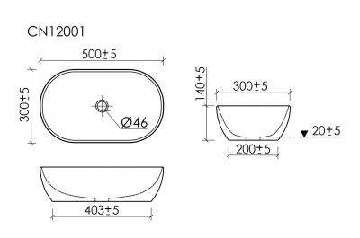 Раковина CERAMICANOVA Twist накладная овальной формы 500x300x140 белый CN12001 - купить в интернет-магазине Sun-buy