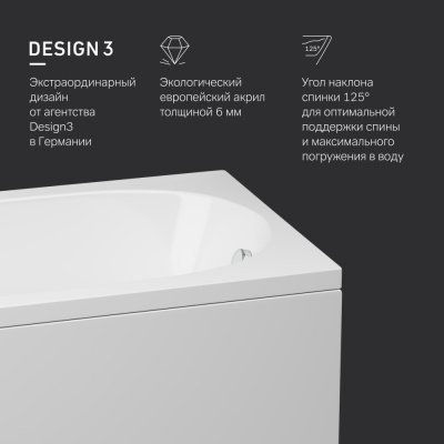 W72A-170-075W-A2 Ванна акриловая Spirit 170x75 - купить в интернет-магазине Sun-buy