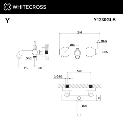 Смеситель для ванны WHITECROSS Y Y1230GLB (брашированное золото) - купить в интернет-магазине Sun-buy
