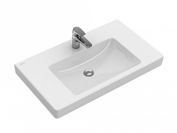 Раковина, Villeroy&Boch, Subway 2.0, шг 1000*470, отверстия для смесителя-1 сквозное, 2 промаркированных, CeramicPlus, цвет-альпийский белый 71751GR1 - купить в интернет-магазине Sun-buy