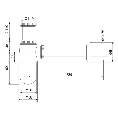 Сифон для раковины Timo 960/17L золото матовое - купить в интернет-магазине Sun-buy