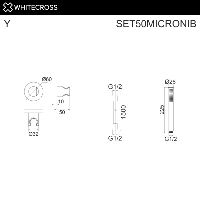 Душевой гарнитур точечный WHITECROSS SET50MICRONIB (брашированный никель) - купить в интернет-магазине Sun-buy
