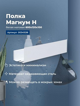 Полка Aquanet Магнум Н 60x12 белая матовая 00341538 - купить в интернет-магазине Sun-buy