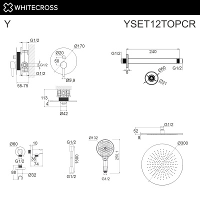Система для душа скрытого монтажа WHITECROSS Y YSET12TOPCR (хром) - купить в интернет-магазине Sun-buy