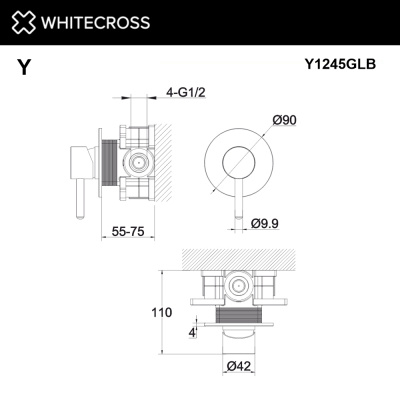 Смеситель скрытого монтажа на 1 потребитель WHITECROSS Y Y1245GLB (брашированное золото) - купить в интернет-магазине Sun-buy