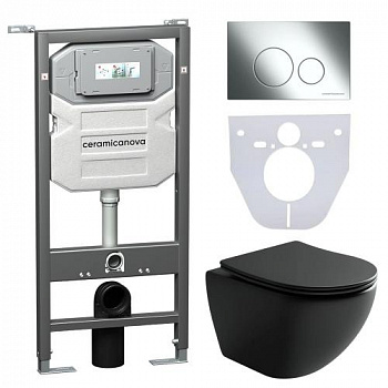 Сет инсталляций 4 в 1 с кнопка, унитаз, шумоизоляция Ceramicanova  Cn4002Mb_1001Ch_1000 - купить в интернет-магазине Sun-buy