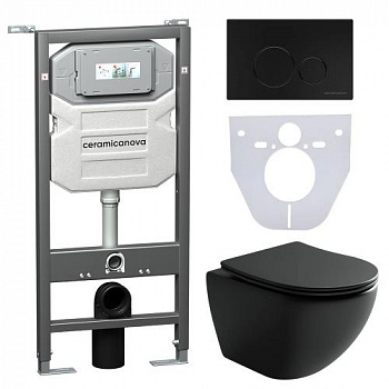 Сет инсталляций 4 в 1 с кнопка, унитаз, шумоизоляция Ceramicanova  Cn4002Mb_1001B_1000 - купить в интернет-магазине Sun-buy