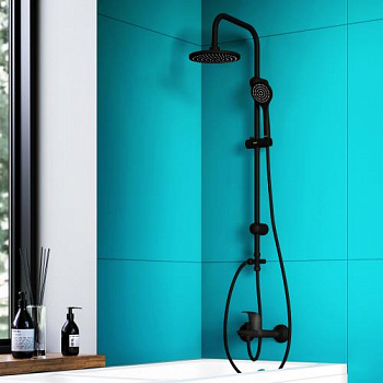 D0708000BL Comfort душевая система с тропическим душем, ручной душ 1F,  цвет черный - купить в интернет-магазине Sun-buy