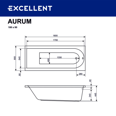 Ванна EXCELLENT Aurum 180x80 - купить в интернет-магазине Sun-buy