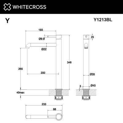 Смеситель для умывальника WHITECROSS Y Y1213BL (черный мат) - купить в интернет-магазине Sun-buy