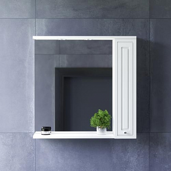 M41MPR0751WG Palace One, зеркало, частично зеркальный шкаф, правый, 75 см, с подсветкой, белый, глян - купить в интернет-магазине Sun-buy