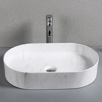 Раковина CR0055B MMW1 накладная, мрамор матовый белый, овальная 500х350х120 Ceruttispa - купить в интернет-магазине Sun-buy