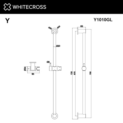 Штанга для душа WHITECROSS Y1010GLB (брашированное золото) - купить в интернет-магазине Sun-buy