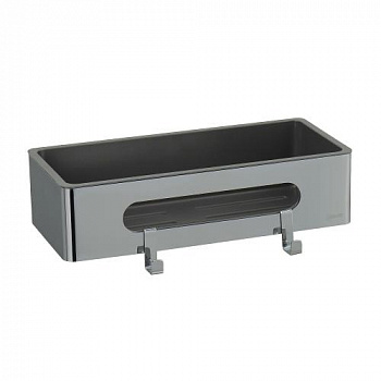Полка для душа прямая Lemark SHELF LINE из нерж. стали с крючками, хром/вставка-пластик графит (9771043) - купить в интернет-магазине Sun-buy