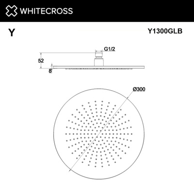 Верхний душ WHITECROSS D=30 см Y1300GLB (брашированное золото) - купить в интернет-магазине Sun-buy