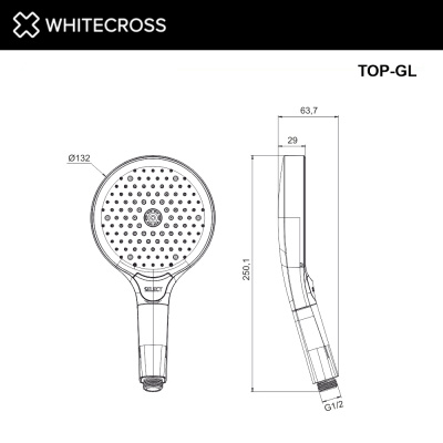 Душевая лейка 3 режима WHITECROSS TOP-GL (золото) - купить в интернет-магазине Sun-buy