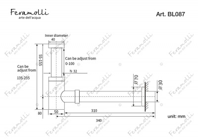 Сифон для раковины Feramolli BL087, черный - купить в интернет-магазине Sun-buy
