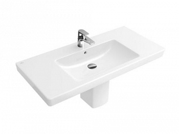 Раковина, Villeroy&Boch, Subway 2.0, шг 800*470, отверстия для смесителя-1 сквозное, 2 промаркированных, CeramicPlus, цвет-альпийский белый 717580R1 - купить в интернет-магазине Sun-buy